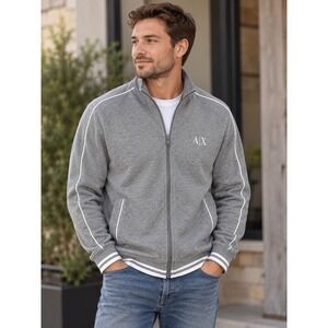 Armani Exchange Track Jacket Mens Large Gray Athleisure Designer Full Zip Sporty